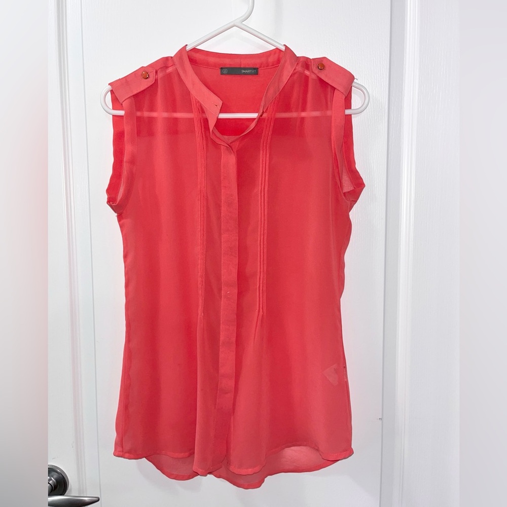 Sheer Pink Sleeveless Blouse